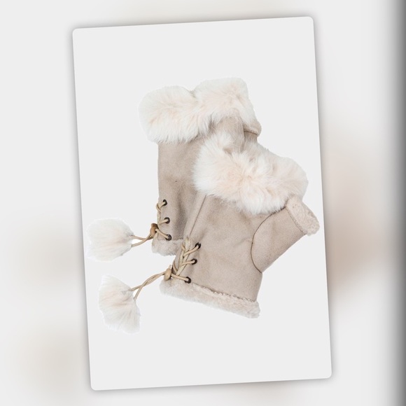 Pink Black Gray Brown Furry Fingerless GLOVES - Picture 8 of 16